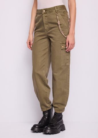 Pantaloni cargo da donna con charm