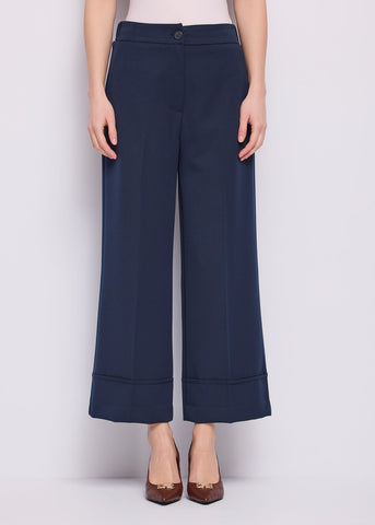 Pantaloni cropped da donna con risvolto