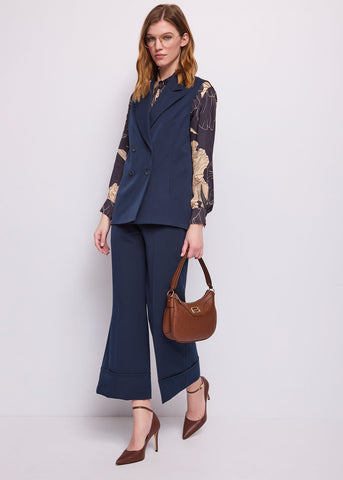 Pantaloni cropped da donna con risvolto