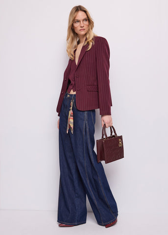 Jeans wide leg da donna con foulard