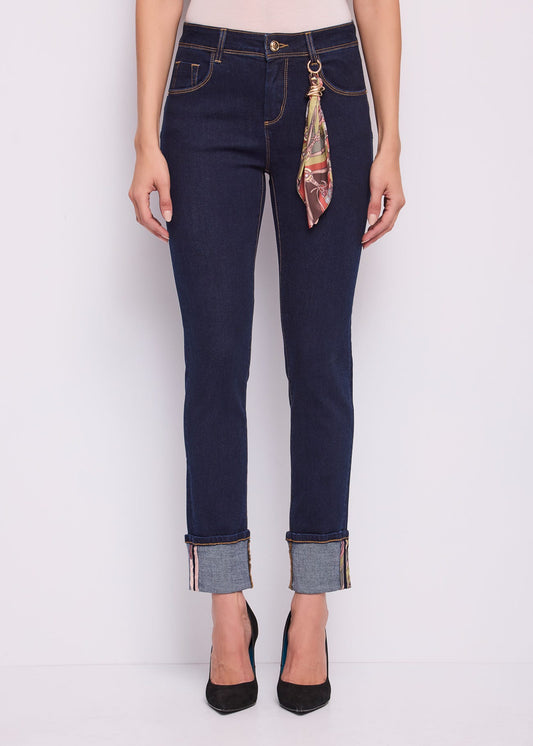 Jeans skinny da donna con foulard