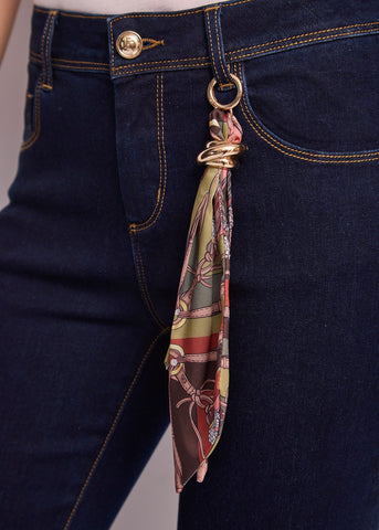 Jeans skinny da donna con foulard