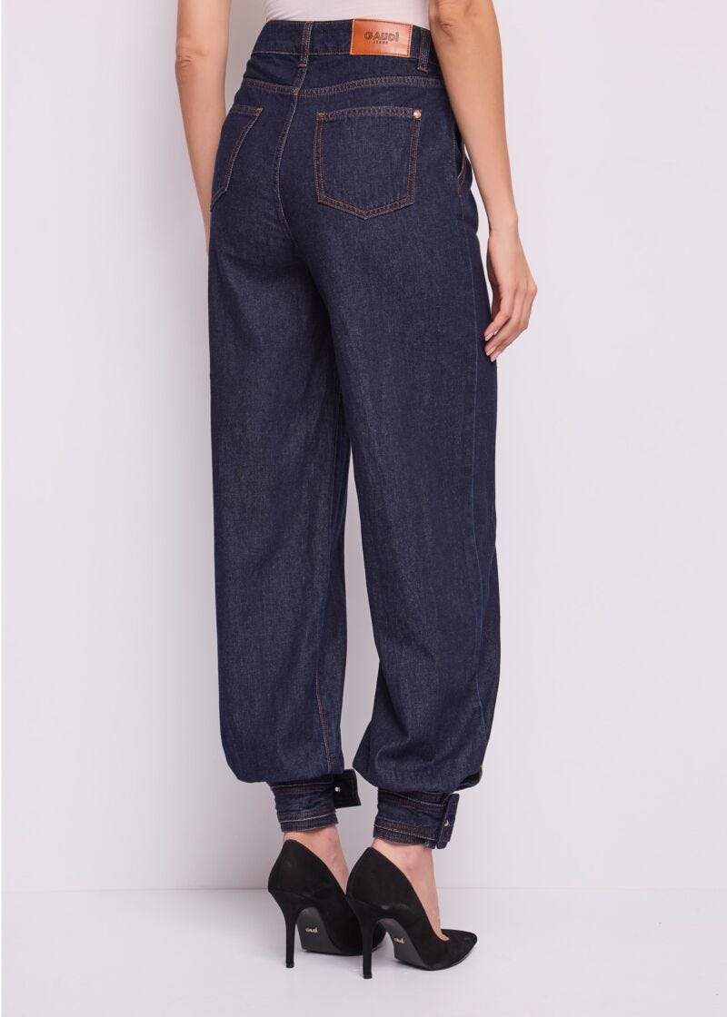 Jeans a vita alta da donna con cinturini - dettaglio