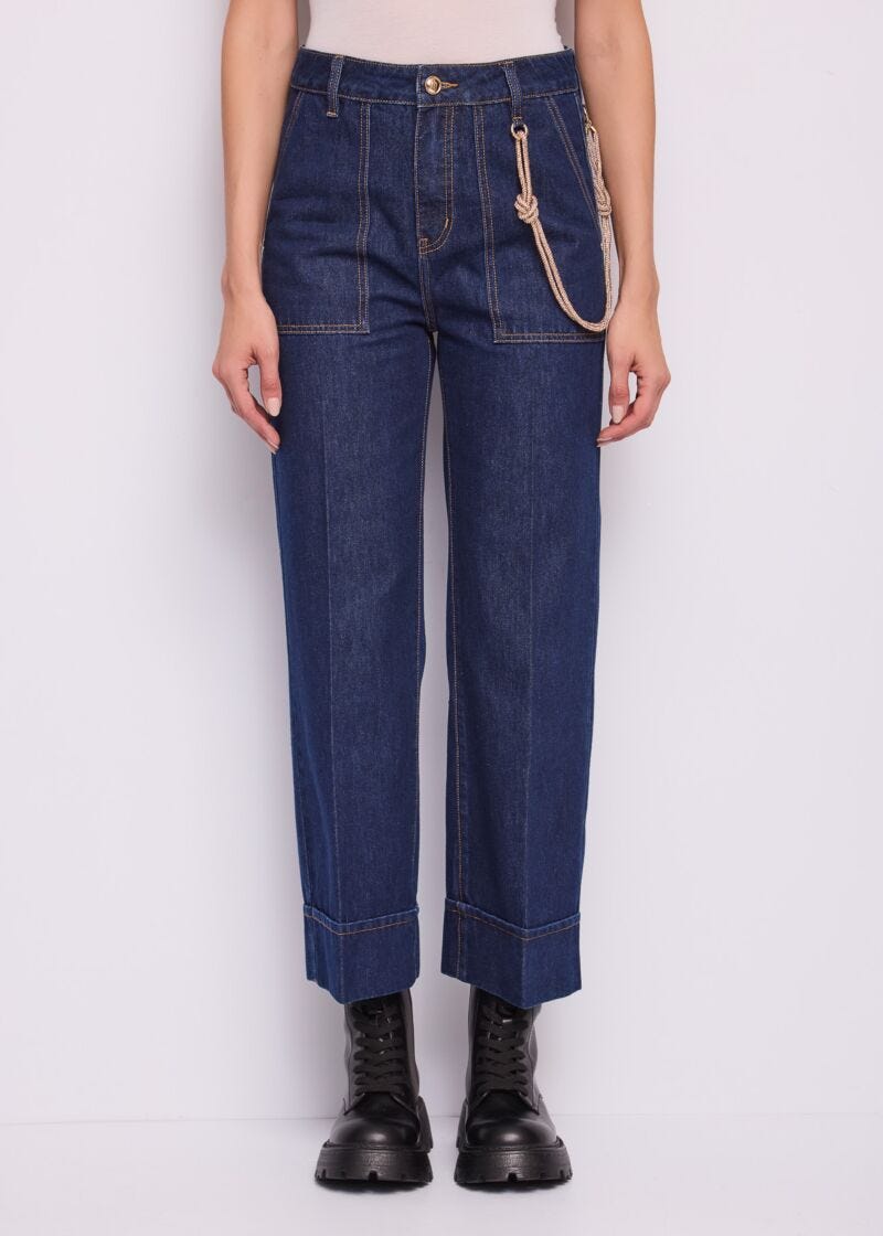 Jeans cropped da donna con piega e risvolto - Gaudì - fronte