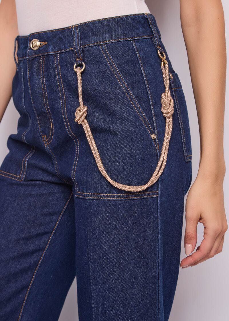 Jeans cropped da donna con piega e risvolto - Gaudì - retro