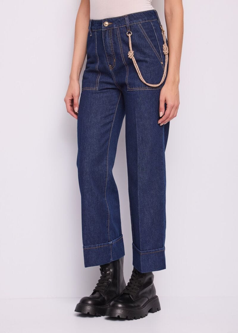 Jeans cropped da donna con piega e risvolto - Gaudì