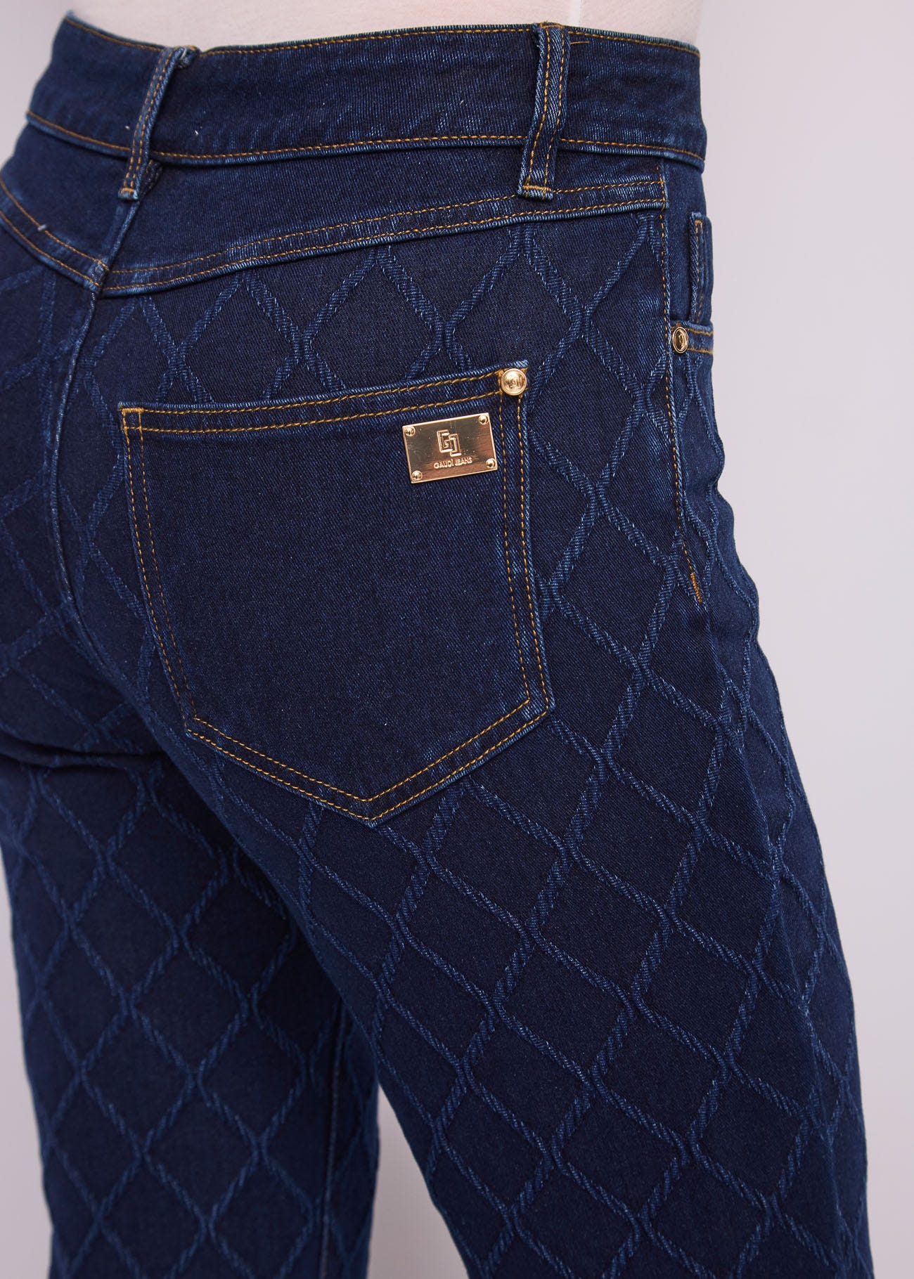 Jeans flare cropped da donna in cotone jacquard
