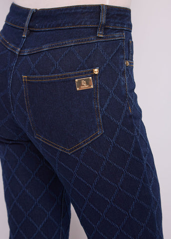 Jeans flare cropped da donna in cotone jacquard