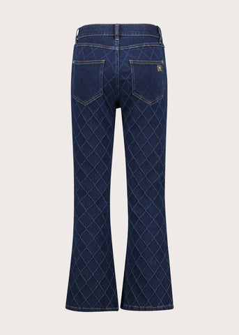 Jeans flare cropped da donna in cotone jacquard