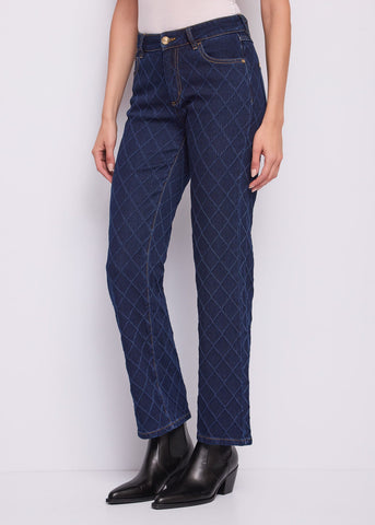 Jeans straight da donna in cotone jacquard