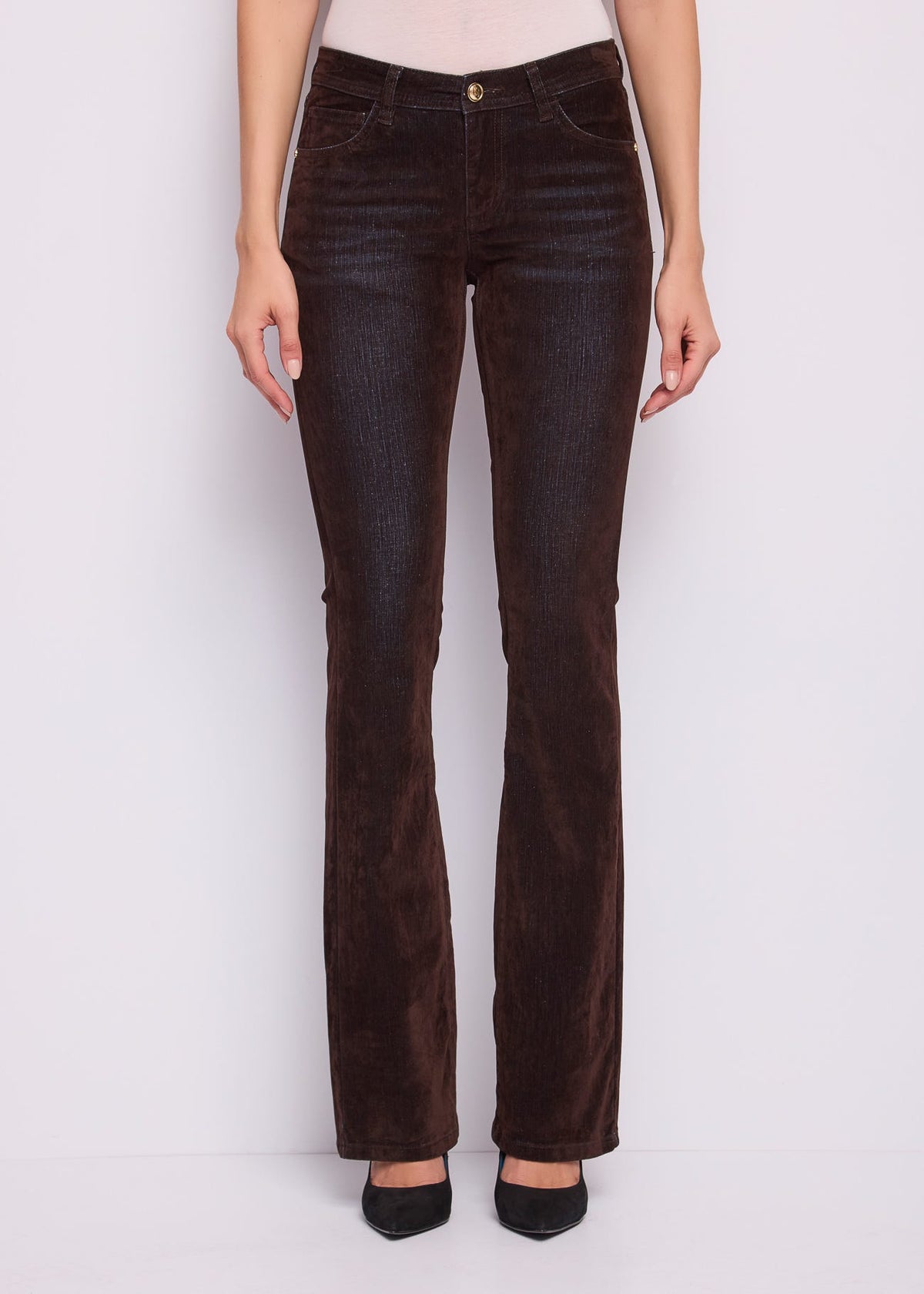 Jeans cinque tasche da donna in cotone flock