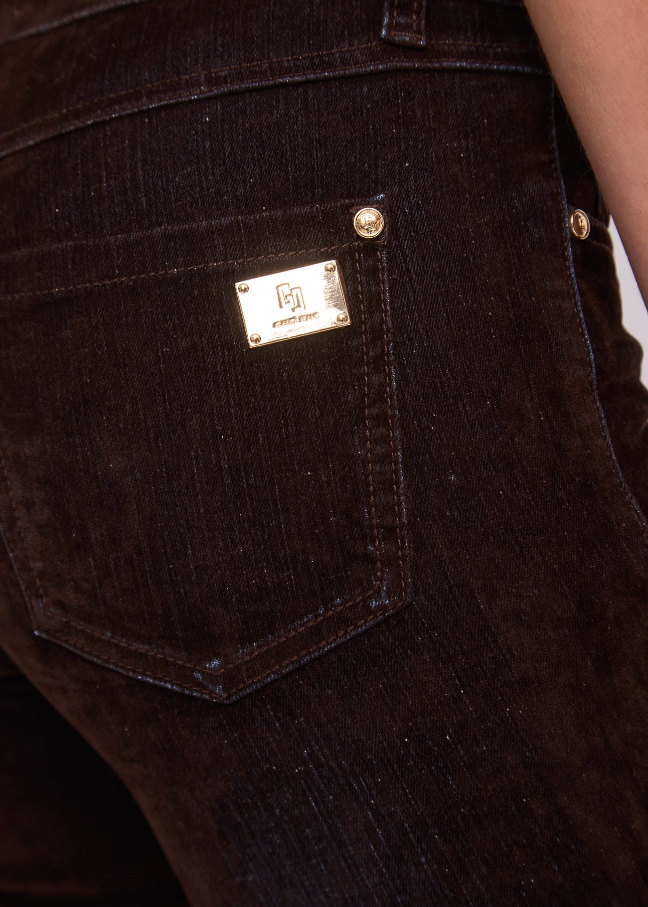 Jeans cinque tasche da donna in cotone flock