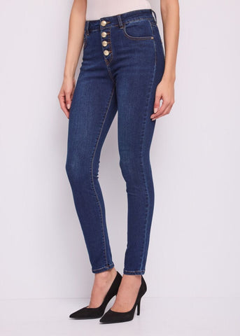 Jeans skinny da donna con bottoni dorati - dettaglio 2