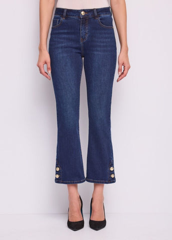 Jeans flare cropped da donna in cotone used - fronte