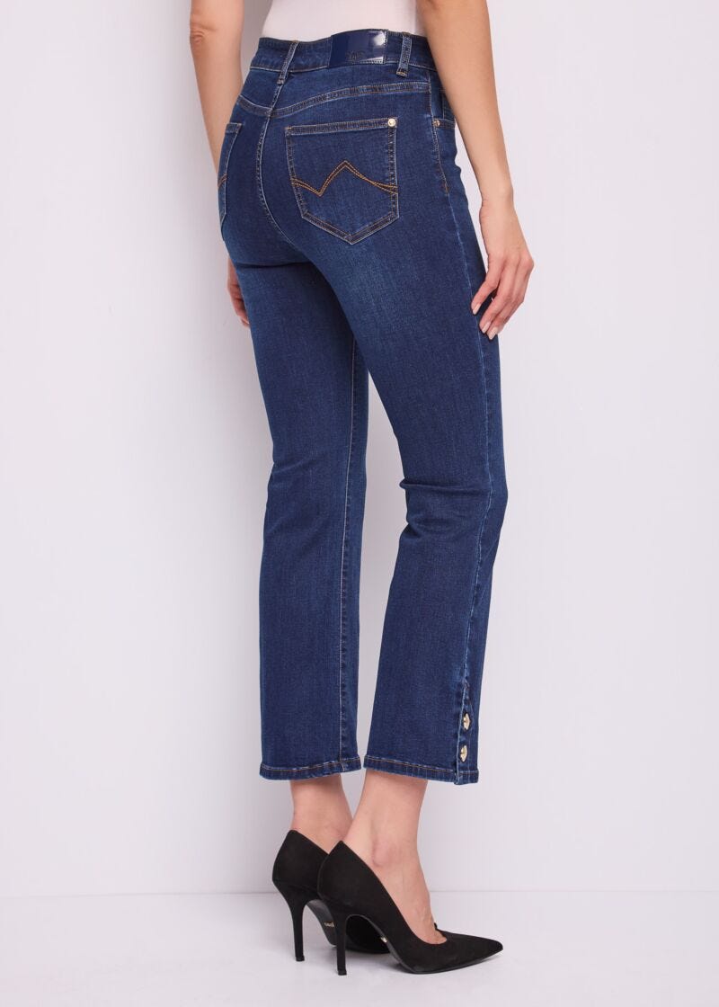 Jeans flare cropped da donna in cotone used - dettaglio