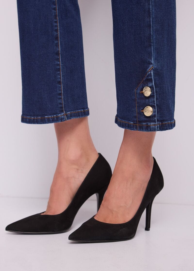 Jeans flare cropped da donna in cotone used - dettaglio 2