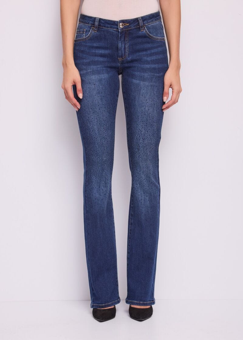 Jeans bootcut da donna in cotone used - fronte