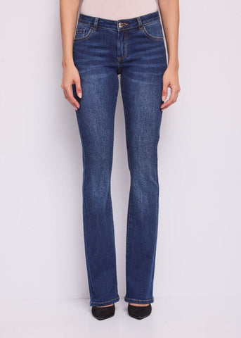Jeans bootcut da donna in cotone used - fronte