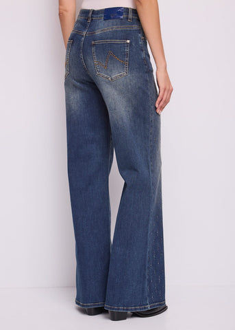 Jeans wide leg da donna in cotone used
