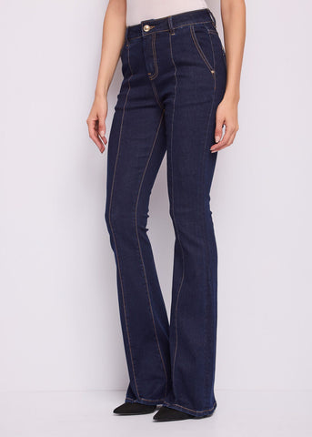 Jeans flare da donna con piega