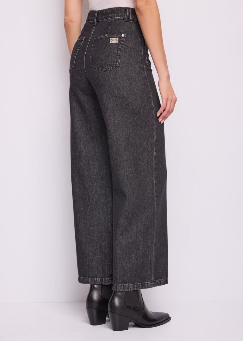 Jeans wide leg a vita alta da donna - dettaglio