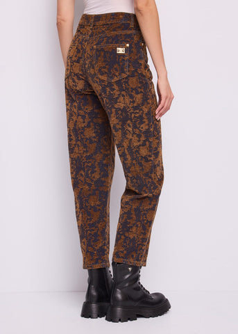 Jeans cinque tasche da donna in cotone jacquard