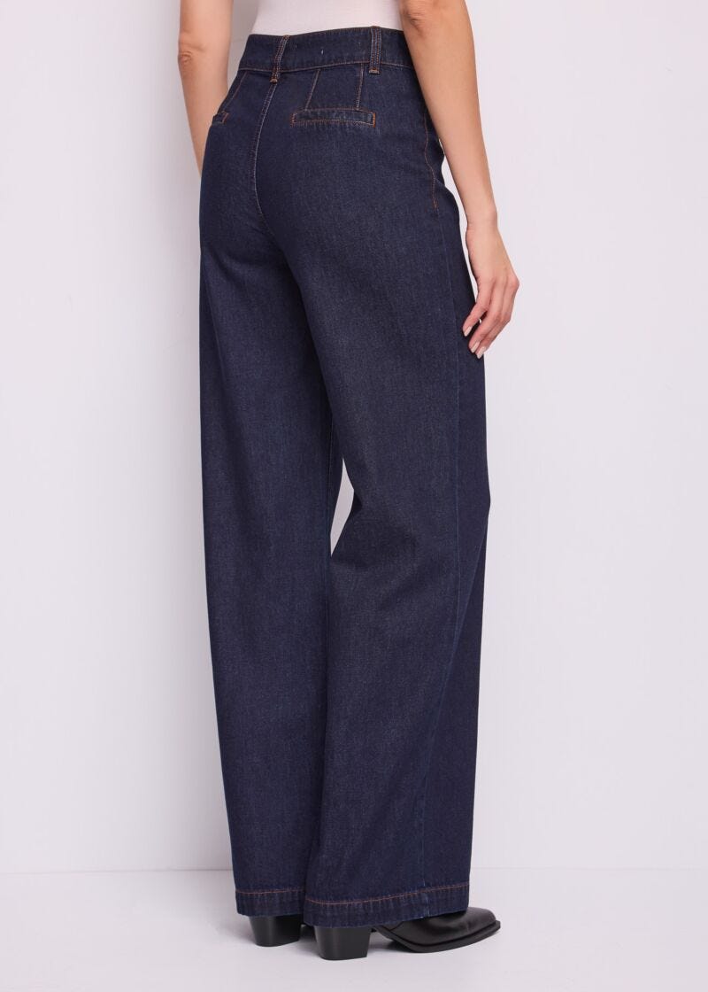 Jeans wide leg da donna con bottoni - dettaglio