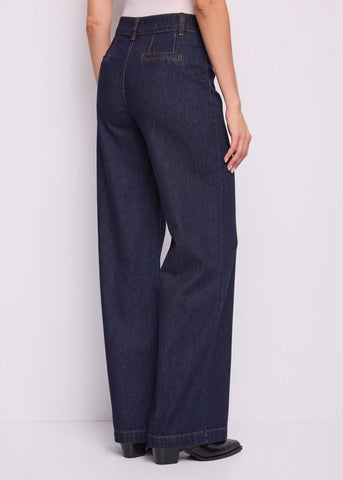 Jeans wide leg da donna con bottoni - dettaglio