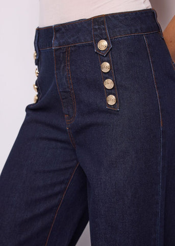 Jeans wide leg da donna con bottoni - dettaglio 2