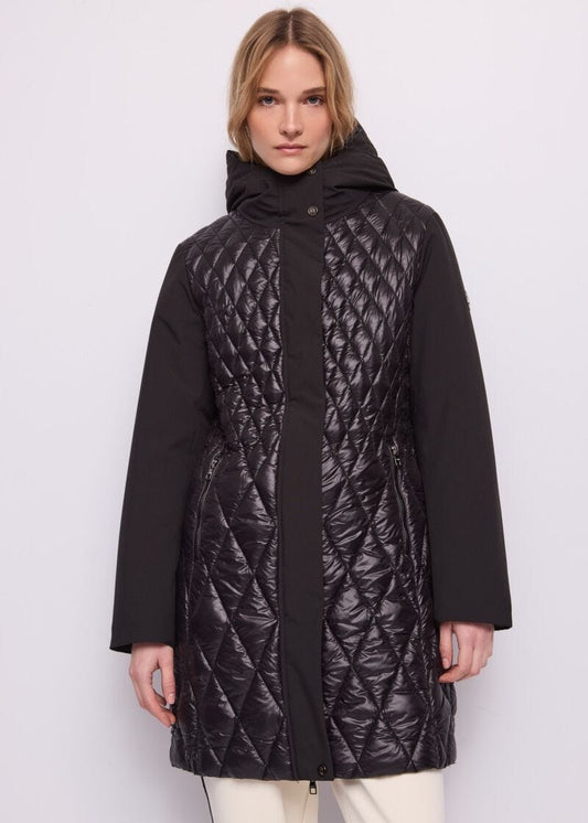 Parka nero da donna con cappuccio - fronte