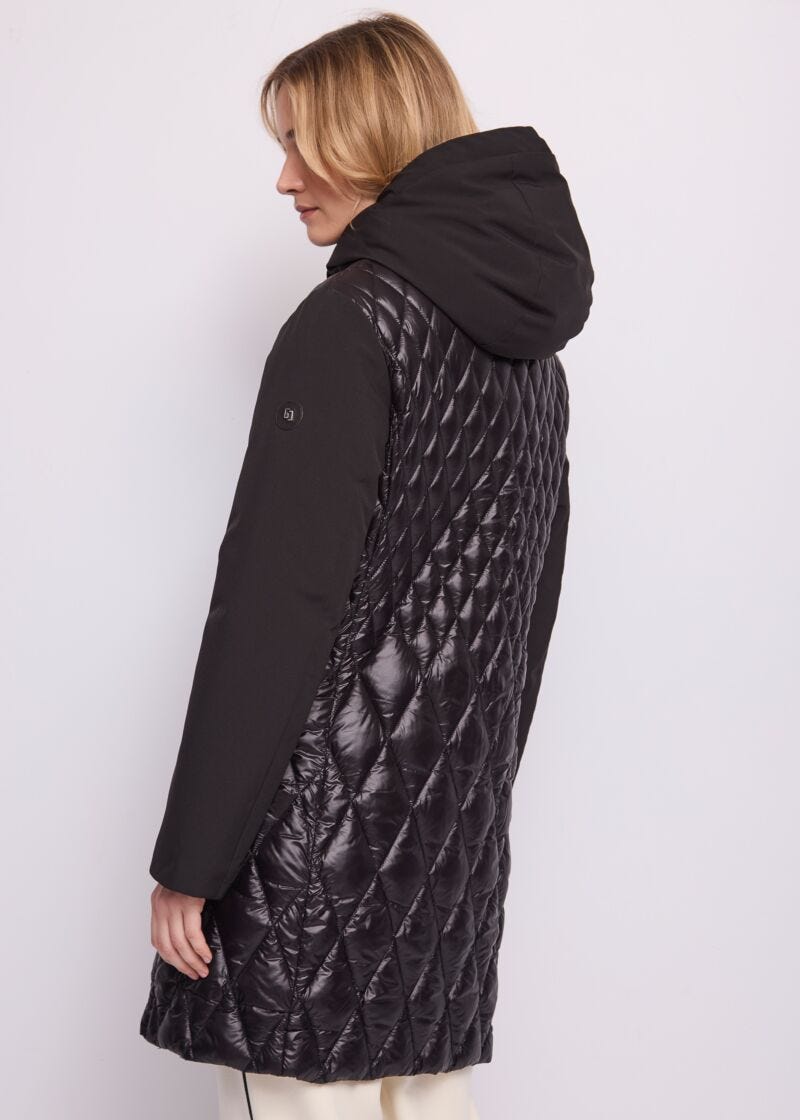 Parka nero da donna con cappuccio - dettaglio