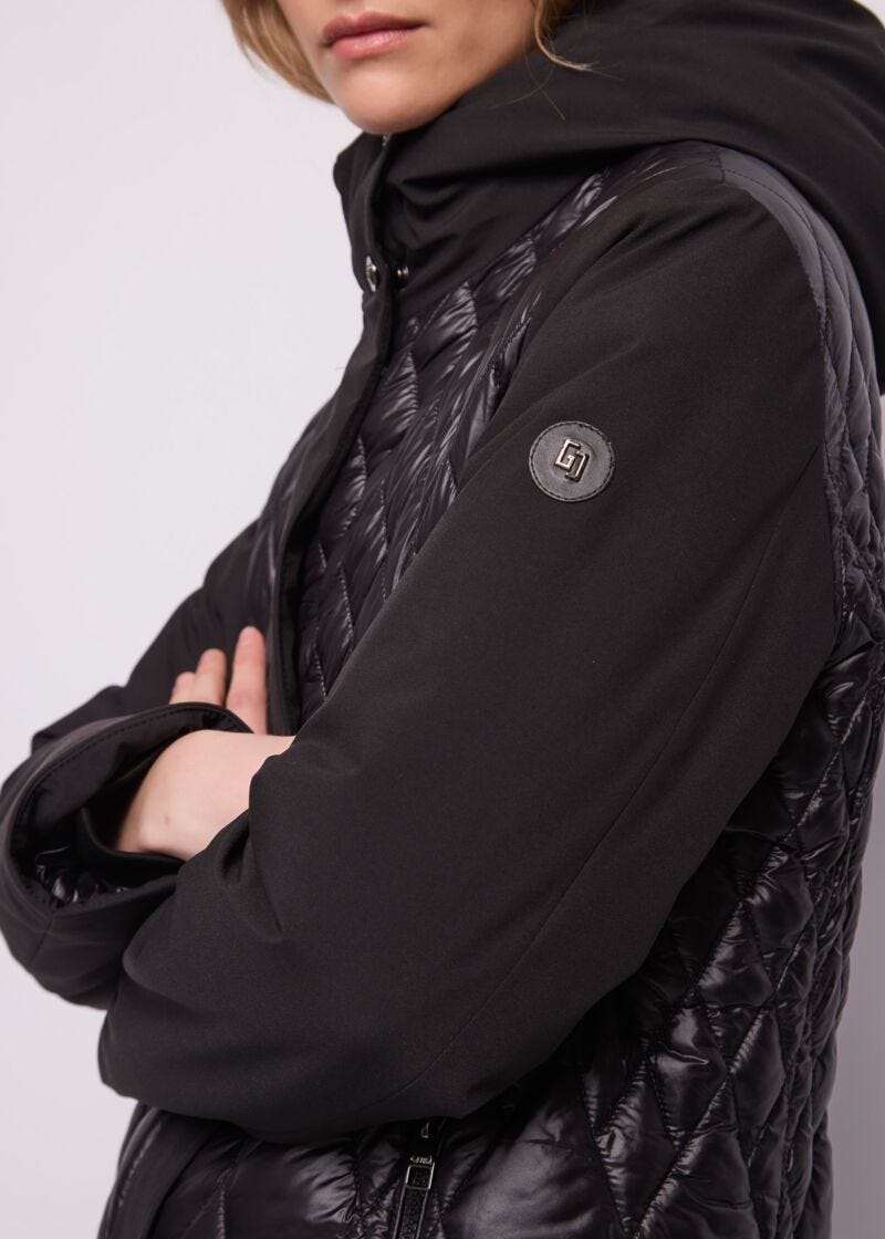 Parka nero da donna con cappuccio - dettaglio 2