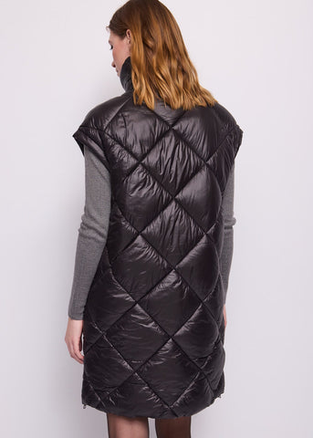 Gilet nero da donna in nylon trapuntato