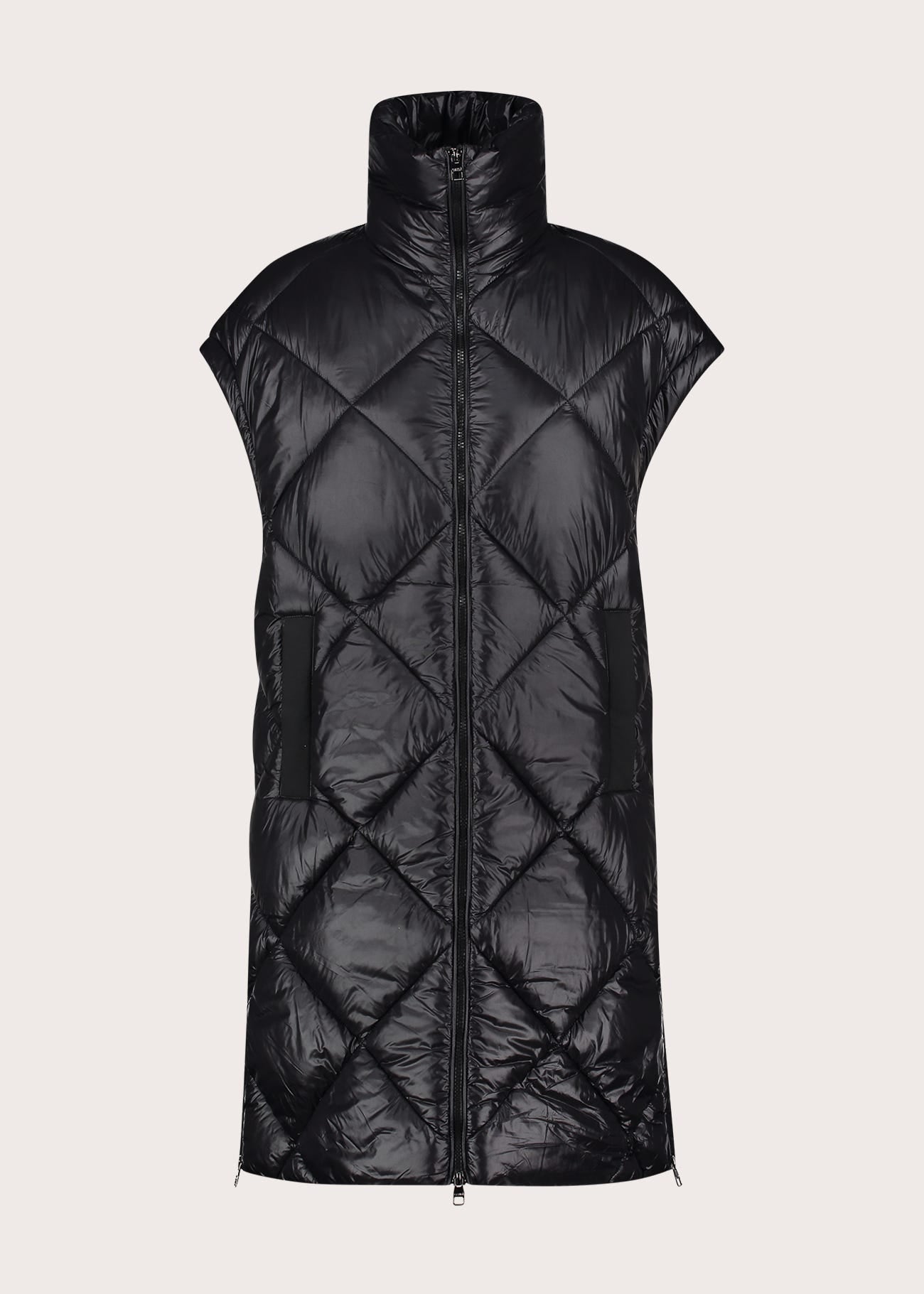 Gilet nero da donna in nylon trapuntato