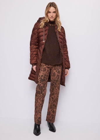 Piumino lungo da donna in nylon con cappuccio