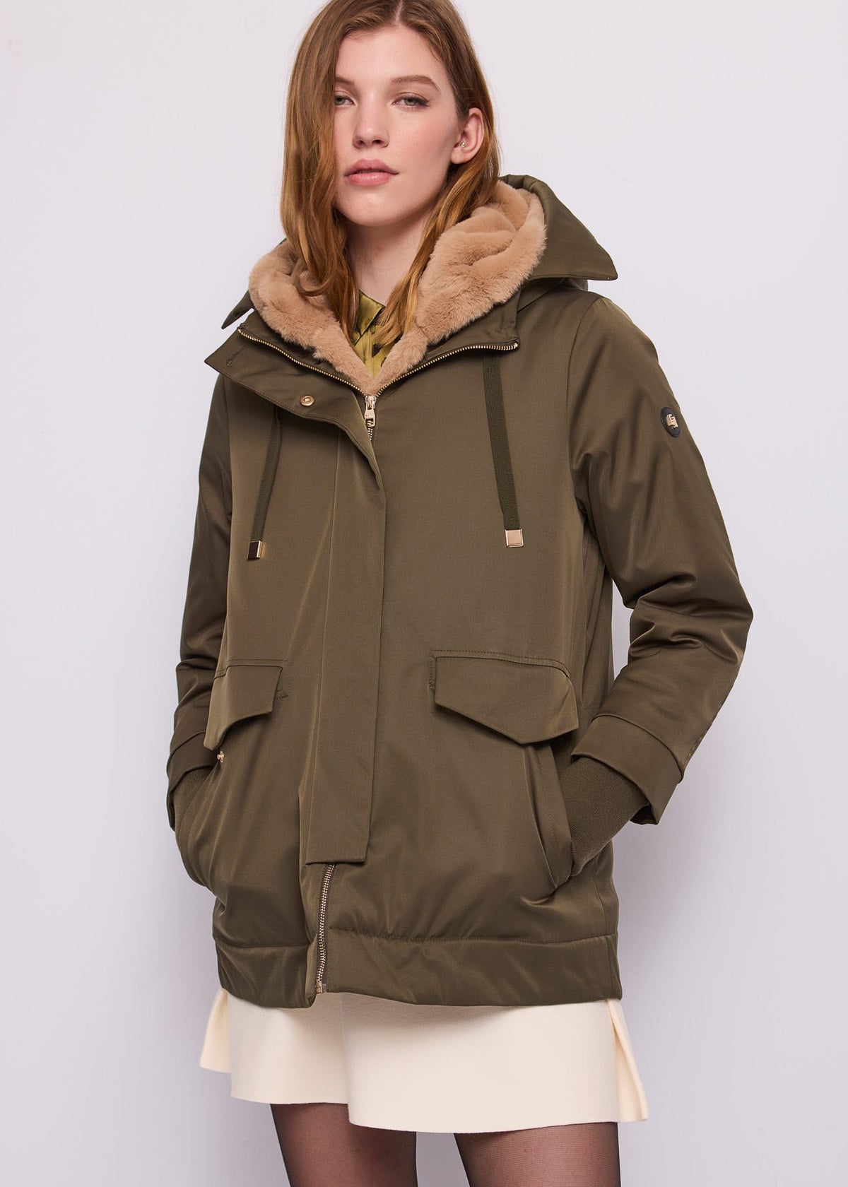 Parka da donna con pelliccia sintetica