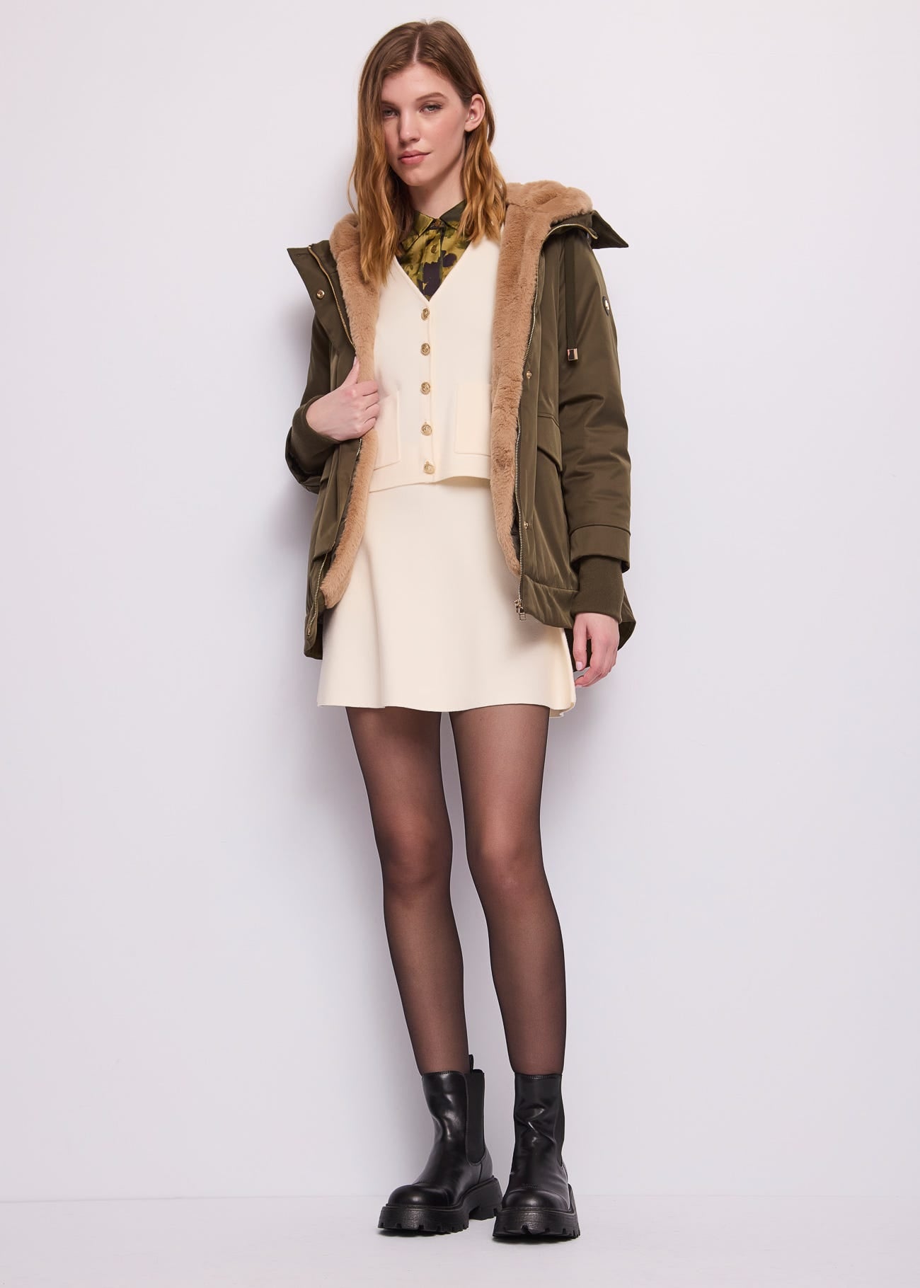 Parka da donna con pelliccia sintetica