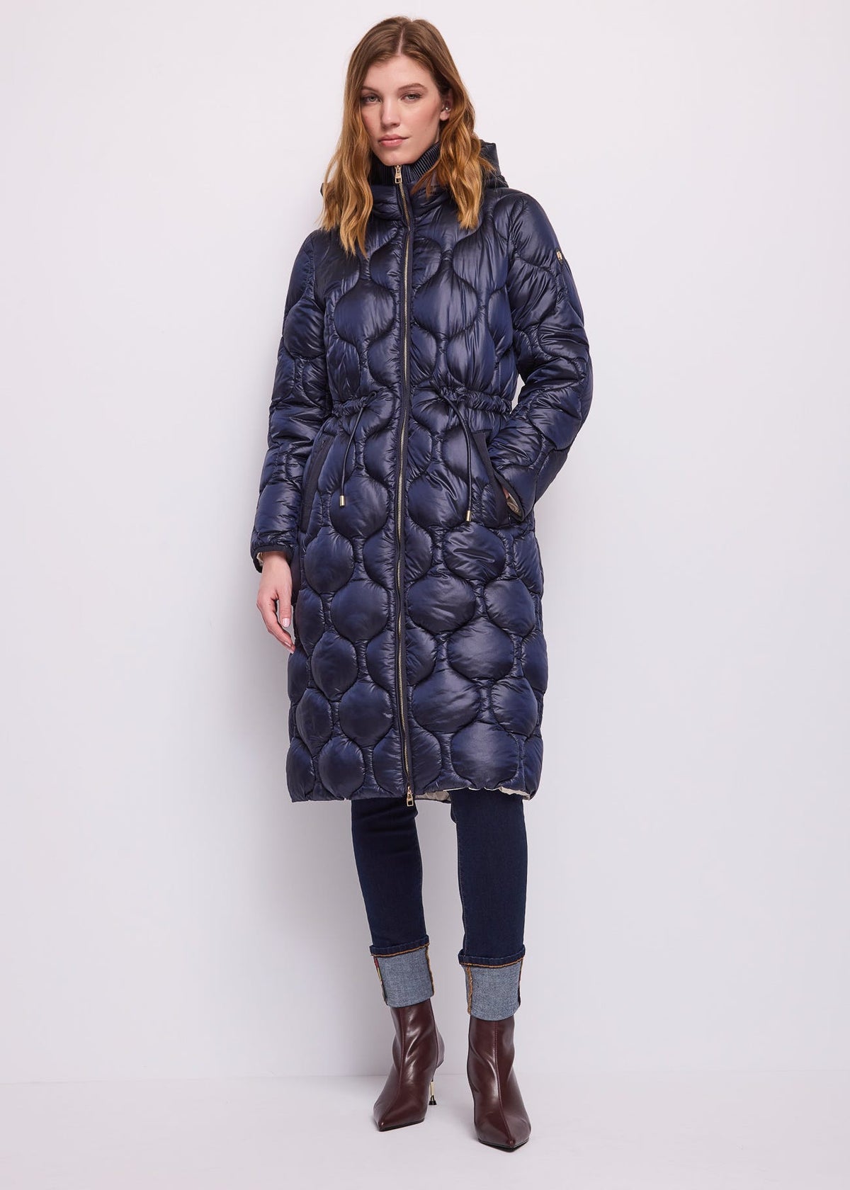 Piumino blu da donna in nylon imbottito