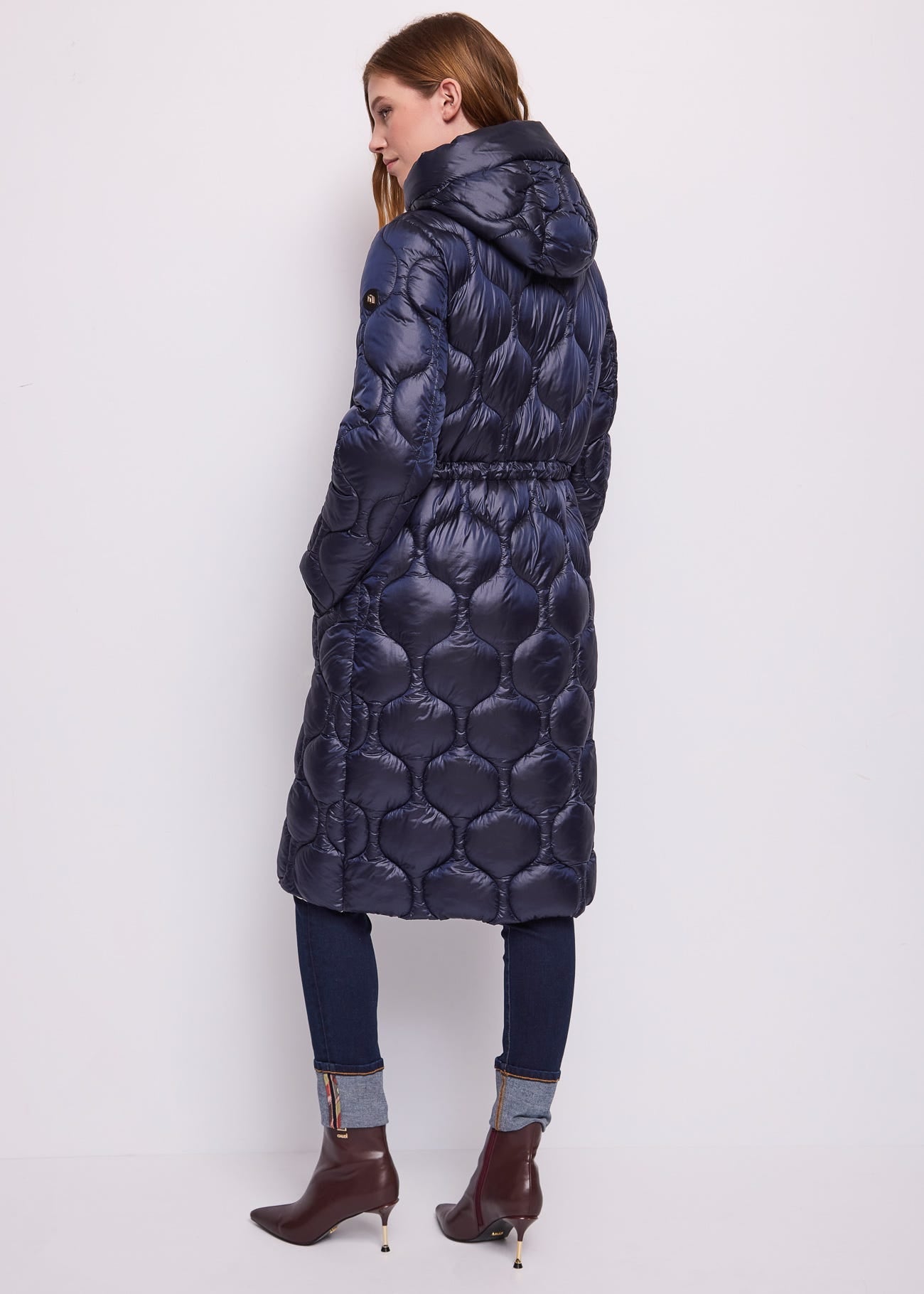 Piumino blu da donna in nylon imbottito