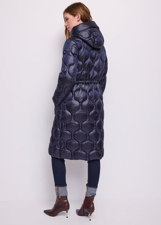 Piumino blu da donna in nylon imbottito