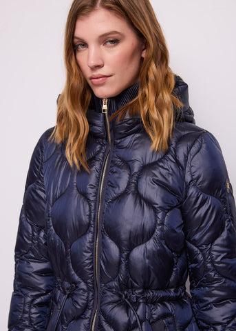 Piumino blu da donna in nylon imbottito