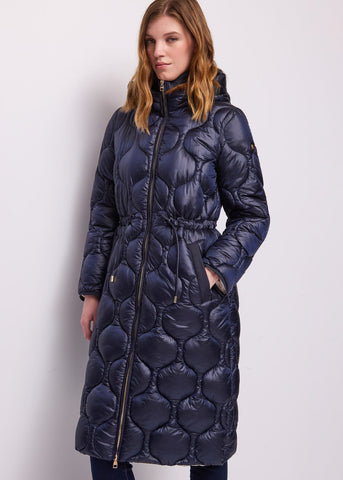 Piumino blu da donna in nylon imbottito