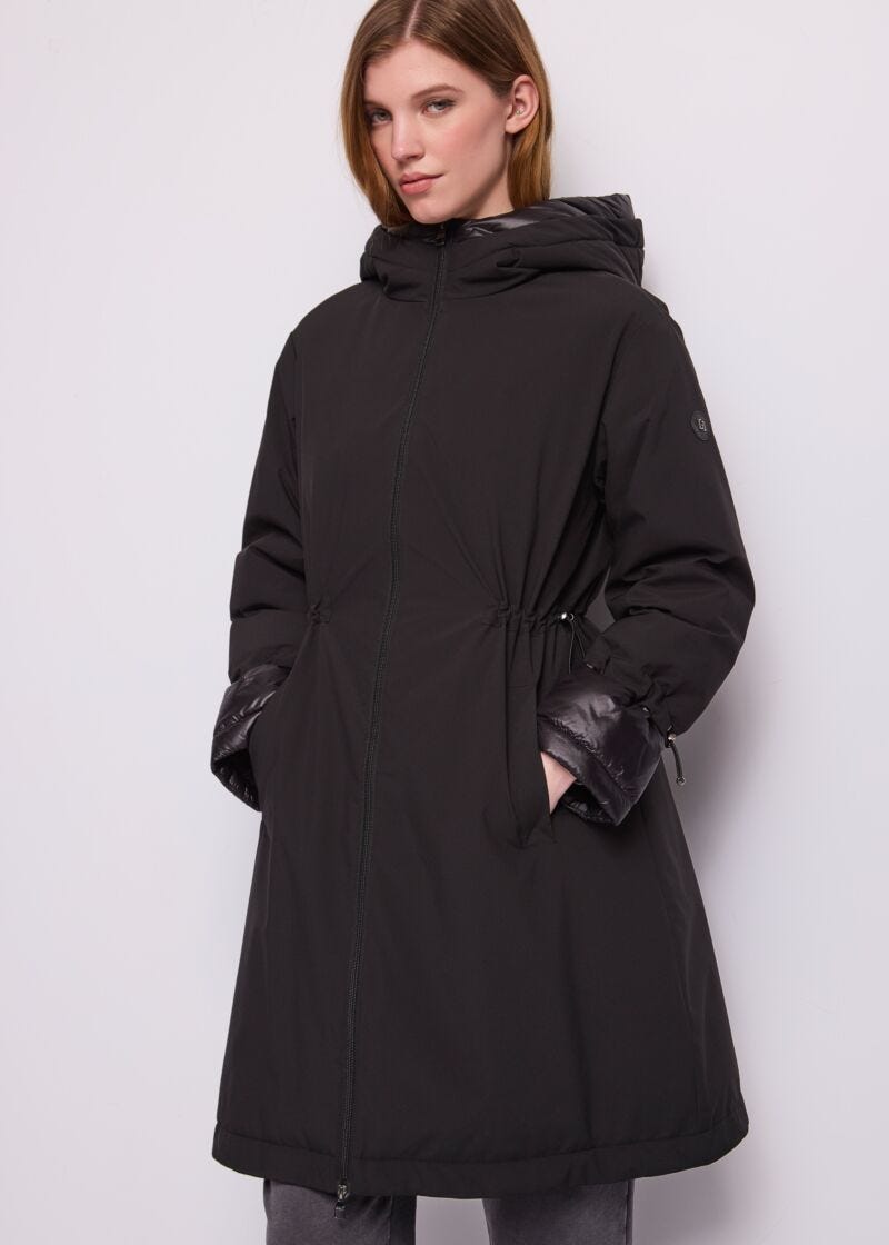 Parka da donna in nylon con zip - fronte