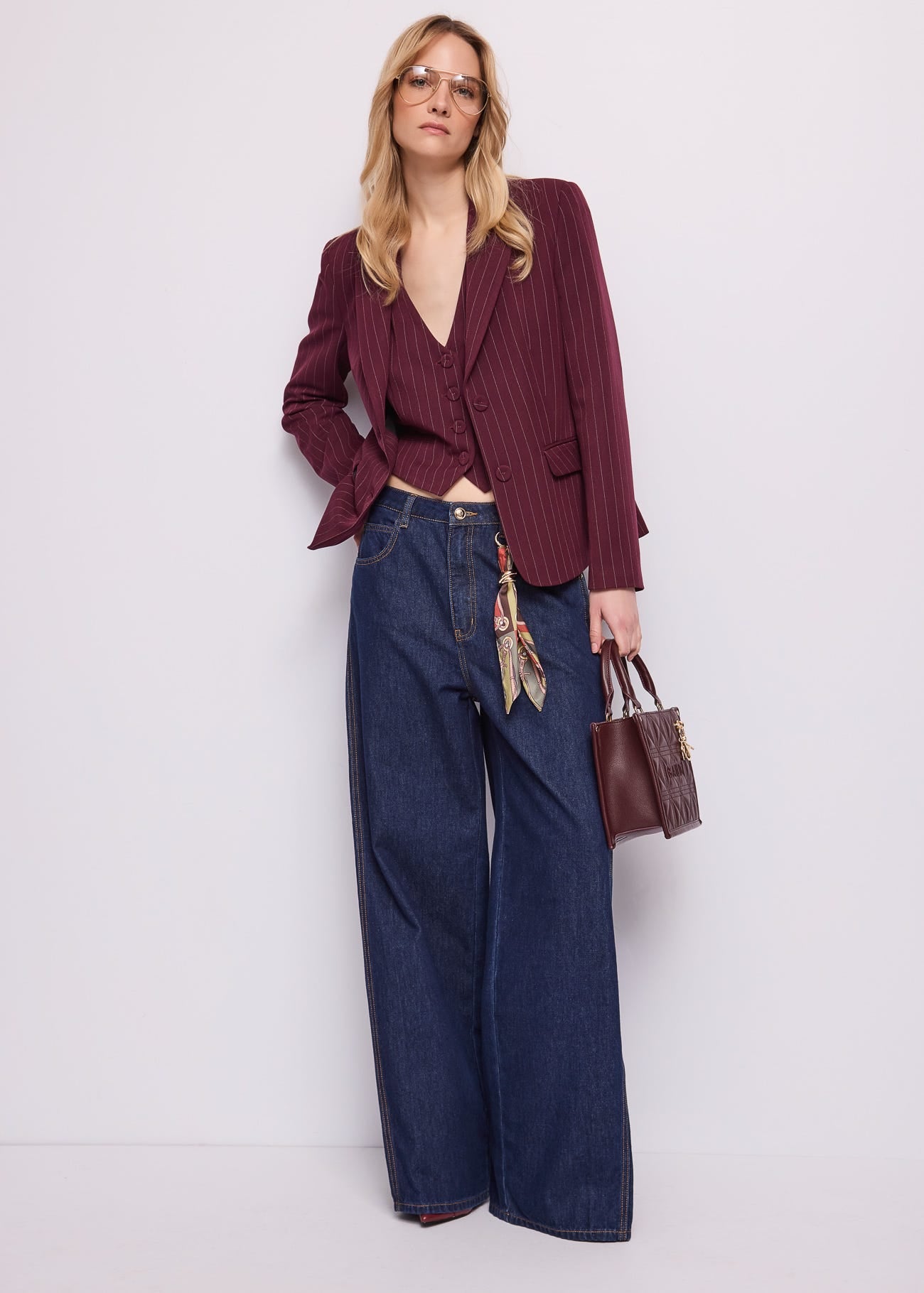 Blazer da donna in viscosa a righe