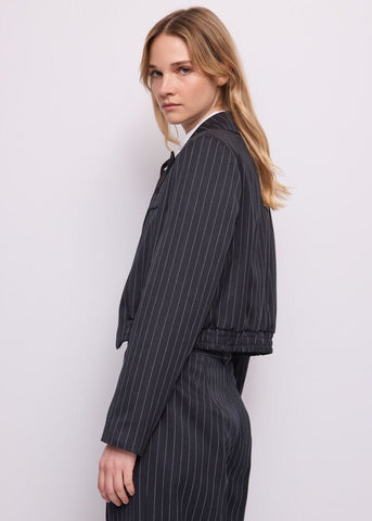 Blazer cropped da donna in viscosa gessata - dettaglio