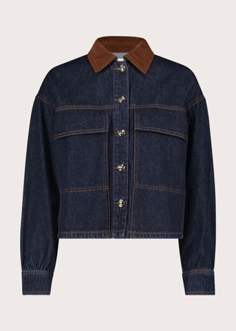 Giacca da donna in denim con bottoni dorati - fronte