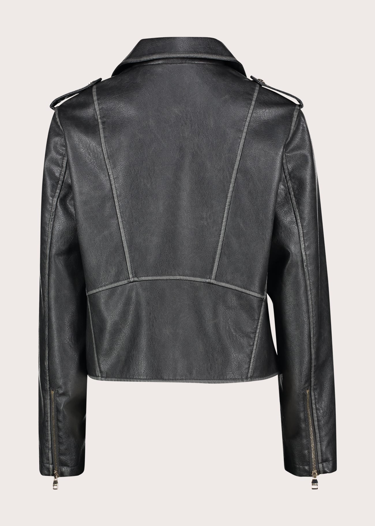 Giacca biker da donna in similpelle effetto used