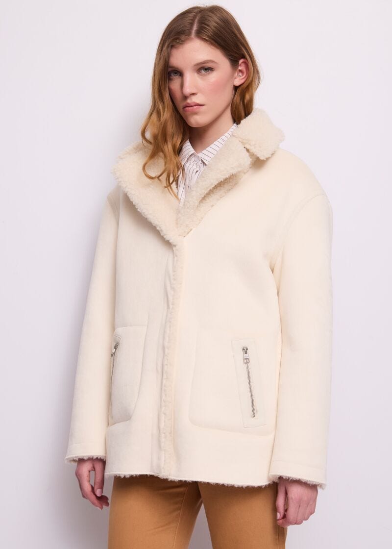 Cappotto da donna con pelliccia sintetica - fronte
