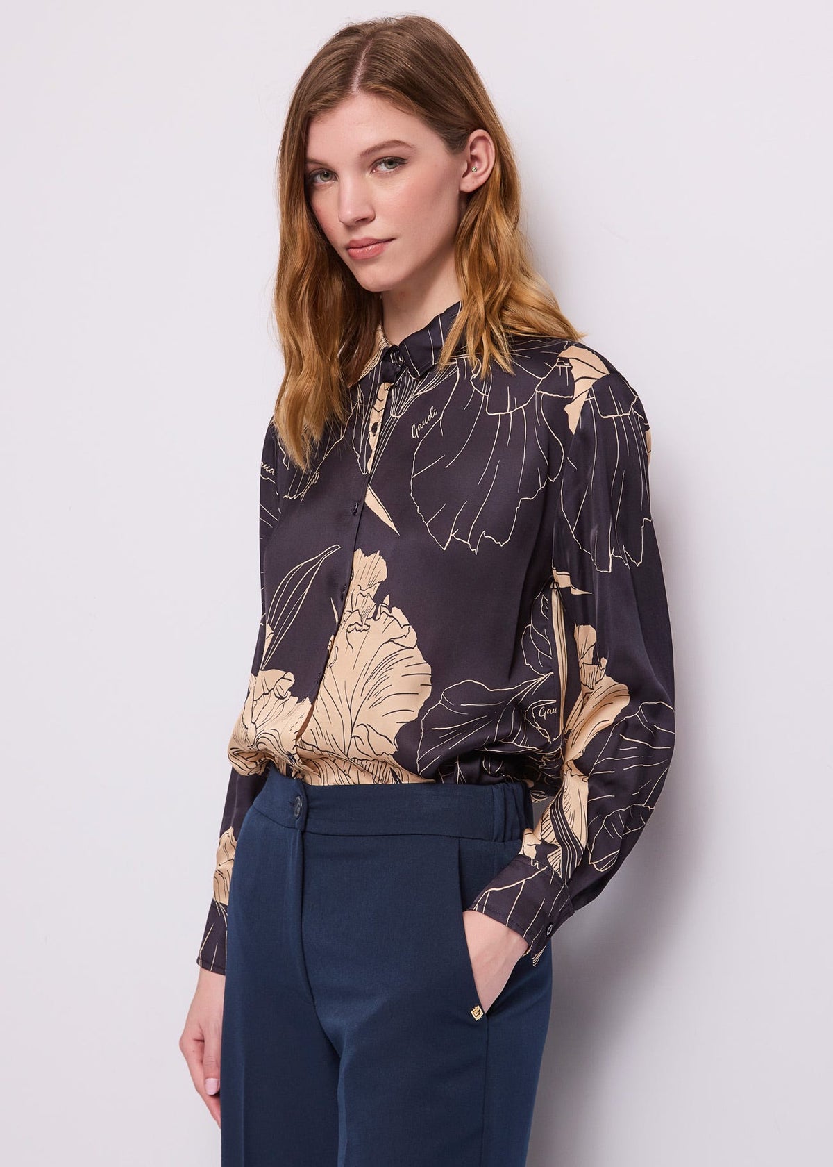 Camicia da donna in raso floreale