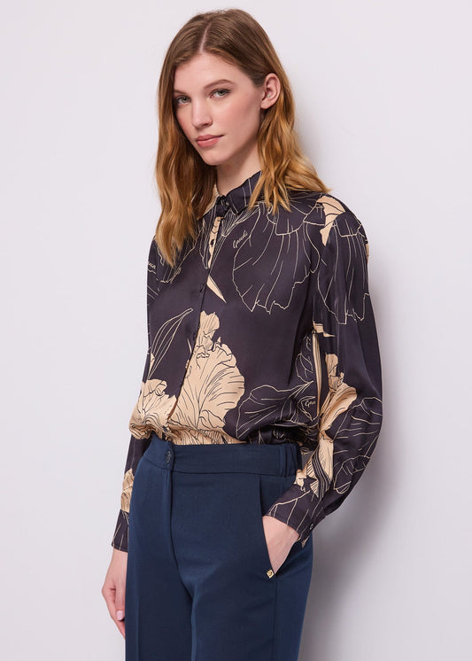 Camicia da donna in raso floreale